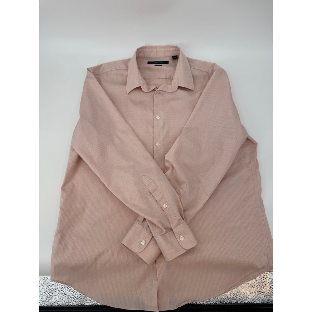 Perry Ellis Mens Peach Textured Zigzag Long Sleeve Button Down Shirt XL